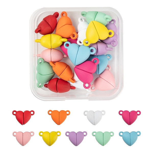 

PandaHall 18 Sets 9 Colors Spray Painted Alloy Magnetic Clasps with Loops, Heart, Mixed Color, 10.5x16x7mm, Hole: 1.2mm, 2 sets/color Alloy..., Multicolor