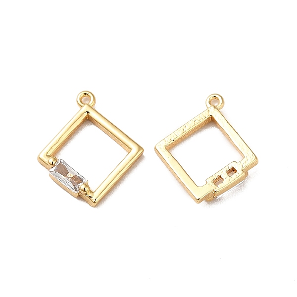 

PandaHall Brass Cubic Zirconia Charms, Real 18K Gold Plated, Rhombus Charm, Clear, 13.5x12x3mm, Hole: 0.8mm Brass+Cubic Zirconia Rhombus...