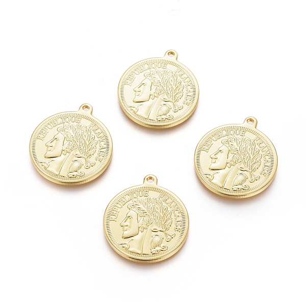 

PandaHall Brass Pendants, Long-Lasting Plated, Flat Round with Human, Real 18K Gold Plated, 28.5x25x1.5mm, Hole: 1.8mm Brass Flat Round