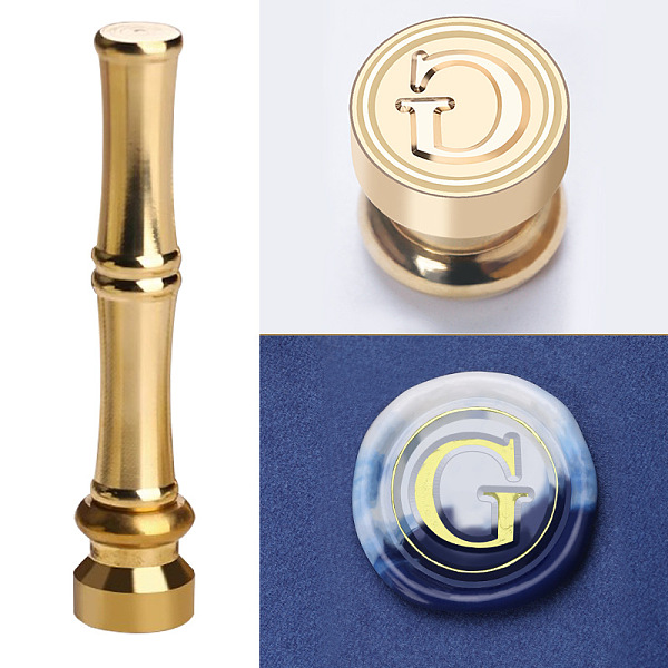 

PandaHall Golden Tone Brass Wax Seal Stamp Head with Bamboo Stick Shaped Handle, for Greeting Card Making, Letter G, 74.5x15mm Brass Letter...