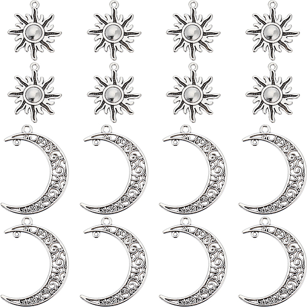 

PandaHall SUNNYCLUE 60Pcs 2 Style Tibetan Style Alloy Pendants, Solar Eclipse Pendants, Lead Free & Cadmium Free, Sun & Moon, Antique Silver...