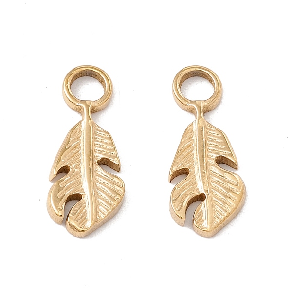 

PandaHall Ion Plating(IP) 304 Stainless Steel Pendants, Leaf, Golden, 15x6x1.4mm, Hole: 2.6mm 304 Stainless Steel Leaf
