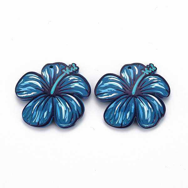 

PandaHall 3D Printed Acrylic Pendants, Flower, Steel Blue, 36.5x39x6mm, Hole: 1.6mm Acrylic Flower