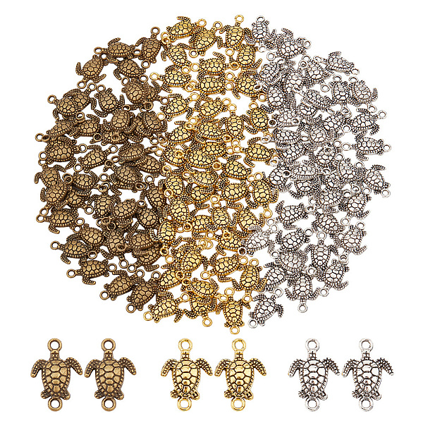

PandaHall 120Pcs 3 Colors Tibetan Style Zinc Alloy Connector Charms, Turtle Links, Mixed Color, 20.5x14x3.5mm, Hole: 2mm, 40pcs/color Alloy...