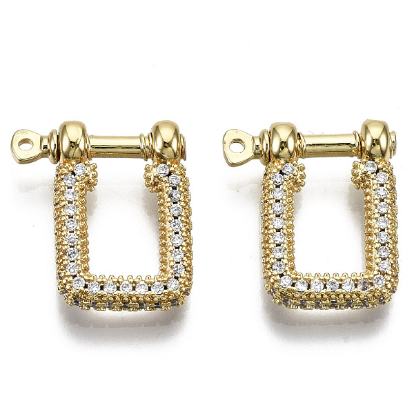 

PandaHall Brass Micro Pave Clear Cubic Zirconia D-Ring Anchor Shackle Clasps, for Bracelets Making, Nickel Free, Rectangle, Real 16K Gold...