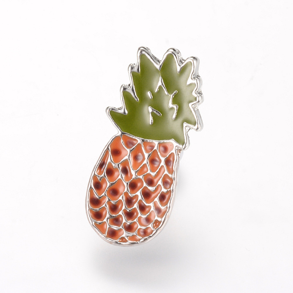

PandaHall Alloy Enamel Brooches, Enamel Pin, with Brass Finding, Pineapple, Platinum, Sienna, 24x12mm, Pin: 1.2mm Alloy Brown