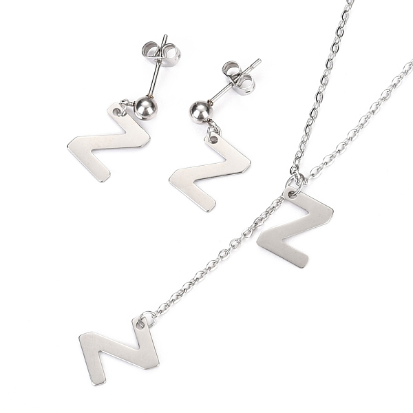 

PandaHall 304 Stainless Steel Jewelry Sets, Cable Chains Pendant Necklaces and Stud Earrings, with Lobster Claw Clasps and Ear Nuts...