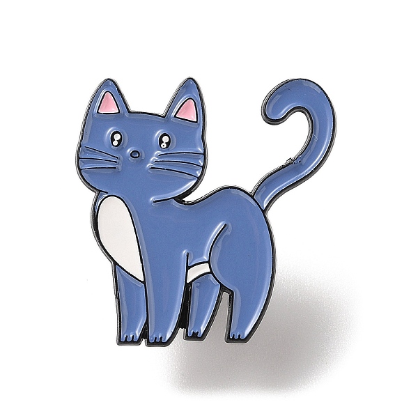

PandaHall Cat Shape Enamel Pins, Black Alloy Brooches for Backpack Clothes, Cornflower Blue, 30x28.5x1.5mm Alloy+Enamel Cat Shape