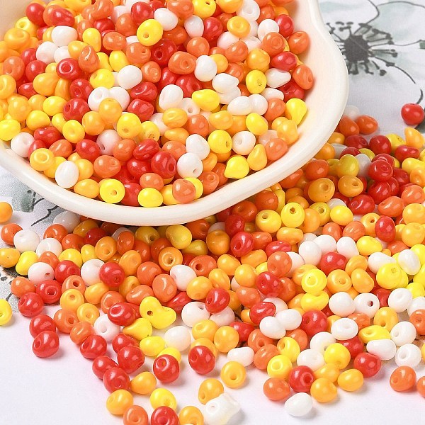 

PandaHall 6/0 Opaque Baking Paint Glass Seed Beads, Teardrop, Mixed Color, 4.5~5x4x3~3.5mm, Hole: 0.9mm, about 5625Pcs/Pound Glass Teardrop..., Multicolor