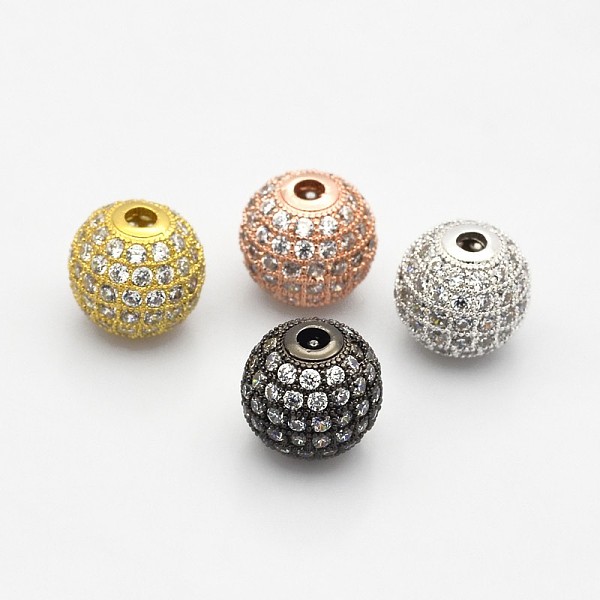 

PandaHall CZ Brass Micro Pave Grade AAA Clear Color Cubic Zirconia Round Beads, Cadmium Free & Nickel Free & Lead Free, Mixed Color, 10mm...