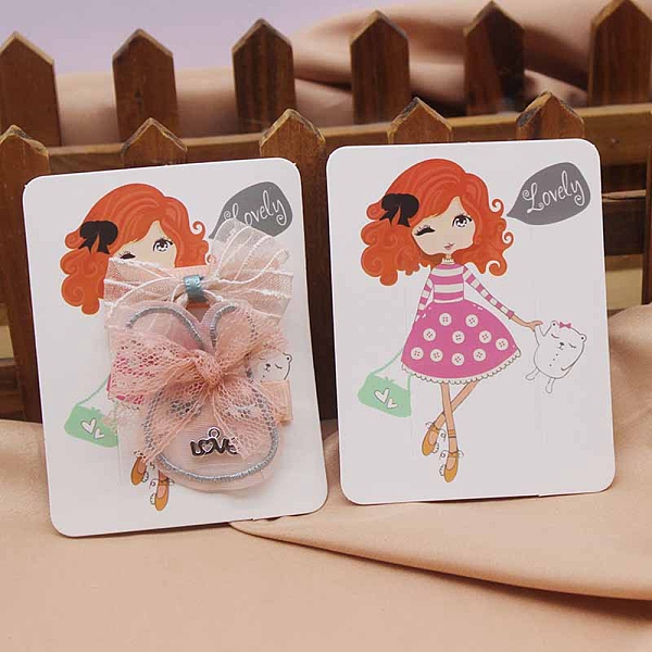 

PandaHall Rectangle Paper Hair Clip Display Cards, Jewelry Display Cards for Hair Clip Storage, White, Girl Pattern, 9x7x0.05cm Paper Human...