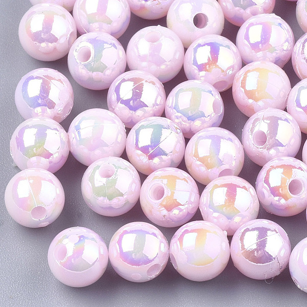 

PandaHall Plastic Beads, AB Color Plated, Round, Pearl Pink, 6mm, Hole: 1.6mm, 4500pcs/500g Plastic Round Pink
