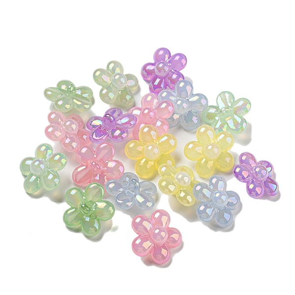

PandaHall UV Plating Jelly Effect Acrylic Beads, Iridescent, Flower, Mixed Color, 27x27x15mm, Hole: 3mm Acrylic Flower Multicolor