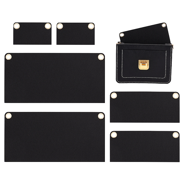 

PandaHall WADORN 6Pcs Purse Crossbody Conversion Liner, 3 Sizes Felt Purse Organizer Insert Envelope Inner Pocket Storage with Eyelet Women..., Black