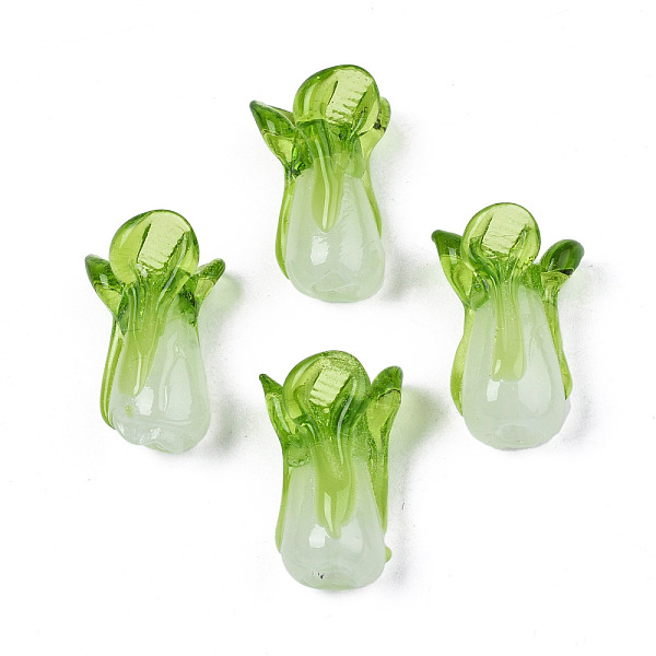 

PandaHall Handmade Lampwork Beads, Cabbage, Yellow Green, 19~20.5x10~12.5x10~12mm, Hole: 0.8~2mm Lampwork Vegetables