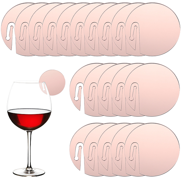 

PandaHall SUNNYCLUE 20Pcs Acrylic Wine Glass Charms, Goblet Marker, Flat Round, Misty Rose, 49.5x1.5mm Acrylic Flat Round