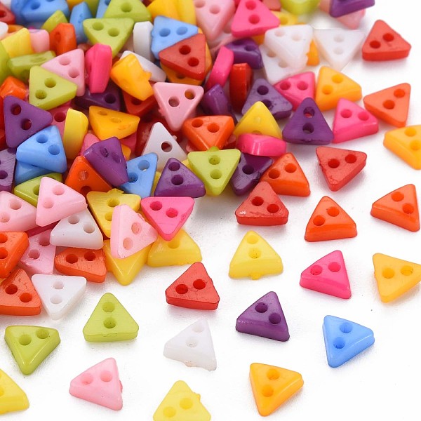 

PandaHall 2-Hole Plastic Buttons, Triangle, Mixed Color, 5.5x6x2mm, Hole: 1.2mm Plastic Triangle Multicolor