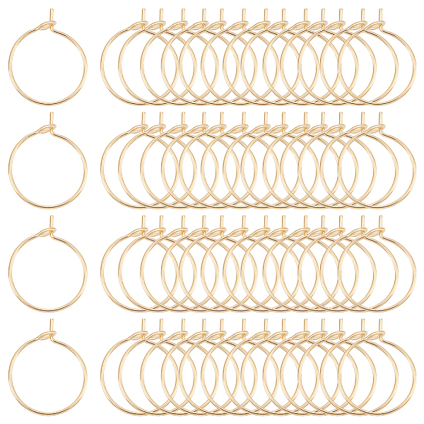 Unicraftale 約 100 個ゴールデンワイングラスリング 15 ミリメートルステンレス鋼フープピアス低刺激性ワイングラスチャームリングビーズイヤリングフープジュエリー作成のため