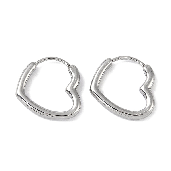 

PandaHall 316 Surgical Stainless Steel Hoop Earrings for Women, Stainless Steel Color, Heart, 17x16.5mm 316 Surgical Stainless Steel Heart