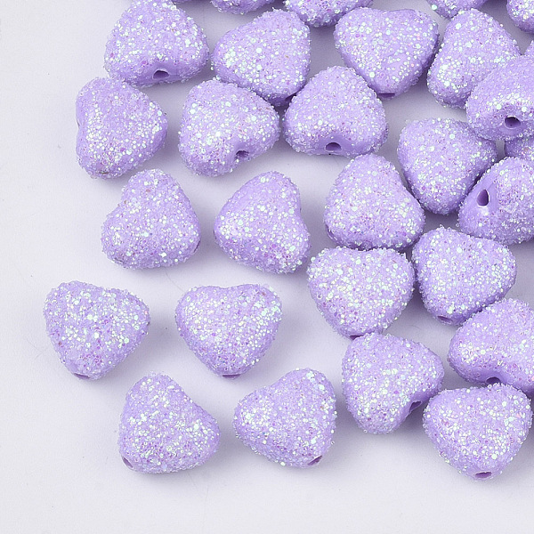 

PandaHall Opaque Acrylic Beads, with Glitter Powder, Heart, Medium Purple, 8x9.5x5.5mm, Hole: 1.4mm Acrylic Heart Purple