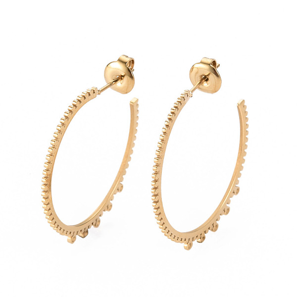 

PandaHall 304 Stainless Steel Stud Earring Findings, Ear Wire, with Earring Backs/Ear Nut and Loop, Real 14K Gold Plated, 29x29x1mm, Hole...