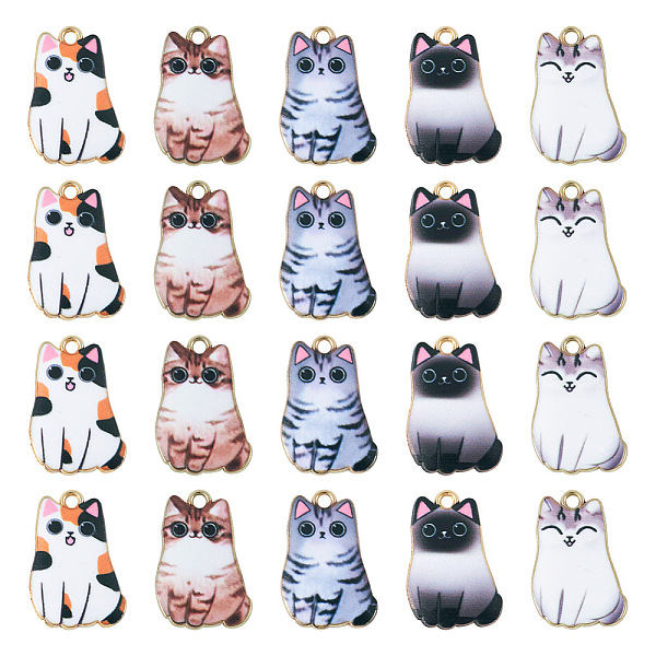 

PandaHall 20Pcs 5 Colors Alloy Enamel Pendants, Golden, Cat, Mixed Color, 25x16x3mm, Hole: 1.8mm, 4pcs/color Alloy+Enamel Cat Shape..., Multicolor