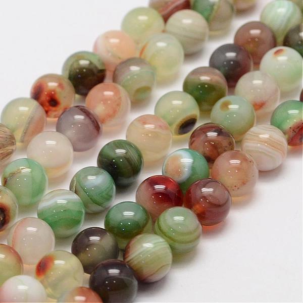 

PandaHall Natural Striped Agate/Banded Agate Bead Strands, Round, Grade A, Dyed, Green, 8mm, Hole: 1mm, about 47~48pcs/strand, 14.5 inch...