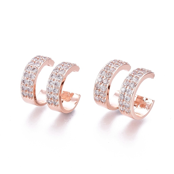 

PandaHall Brass Micro Pave Clear Cubic Zirconia Cuff Earrings, Double Ring Shape, Rose Gold, 12.4x11.5x11.3mm, Inner Diameter: 10mm Cubic...