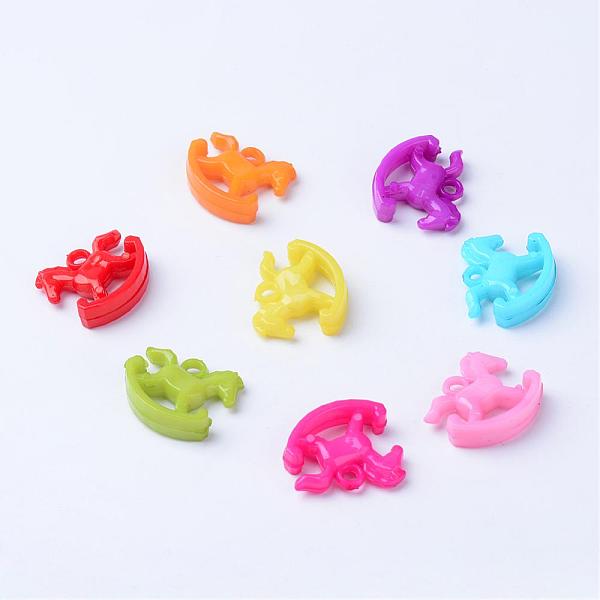 

PandaHall Opaque Acrylic Pendants, Rocking Horse, Mixed Color, 21.5x23x6mm, Hole: 2.5mm, about 500pcs/500g Acrylic Horse Multicolor