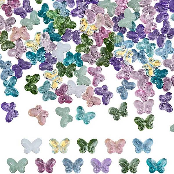 

PandaHall DICOSMETIC 200Pcs Handmade Lampwork Beads, Butterfly, Mixed Color, 10x14.5x4.5~5mm, Hole: 1mm Lampwork Butterfly Multicolor