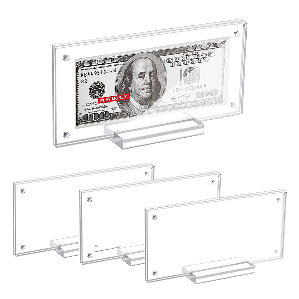 

PandaHall CHGCRAFT 3 Sets Clear Dollar Bill Frame Acrylic Currency Frame Display Transparent Dollar Bill Collection Frame for Regular Bill...