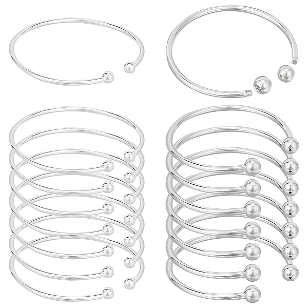 

PandaHall Brass Torque Bangle Making Sets, Platinum, 54~56mm Brass Silver
