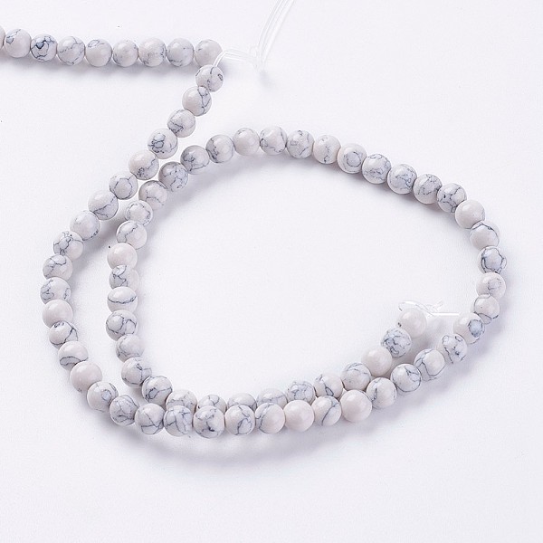 

PandaHall Synthetic Turquoise Beads Strands, Round, Dyed & Heated, WhiteSmoke, 6mm, Hole: 0.8mm, about 65pcs/strand, 14.5 inch(37cm)..., White