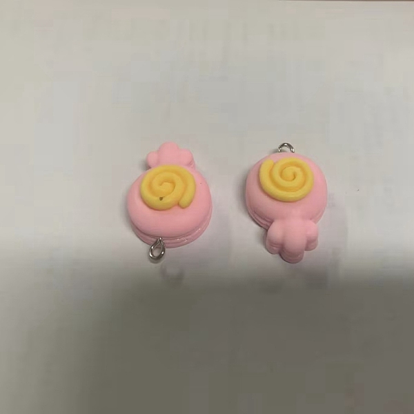 

PandaHall Opaque Resin Pendants, Lollipop Charm, with Platinum Tone Iron Loops, Pink, 29.5x17.5x10.5mm, Hole: 2x2.4mm Iron+Resin Candy Pink