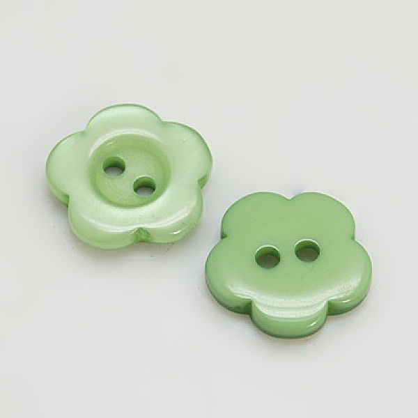 

PandaHall Resin Buttons, Dyed, Flower, Dark Sea Green, 12x2.5mm, Hole: 1mm Resin Flower Green