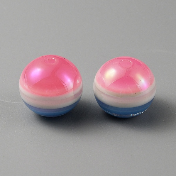 

PandaHall Opaque Stripe Acrylic Beads, Iridescent, Round, Camellia, 15.5x14mm, Hole: 2mm Acrylic Round Pink