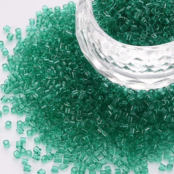 

PandaHall Transparent Glass Cylinder Beads, Seed Beads, Round Hole, Sea Green, 1.5~2x1~2mm, Hole: 0.8mm, about 8000pcs/bag, about 1pound/bag...