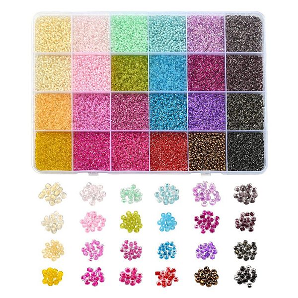 19200pcs 24 Couleurs 12/0 Perles De Rocaille En Verre