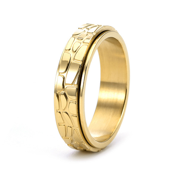 

PandaHall Textured Titanium Steel Rotating Finger Ring, Fidget Spinner Ring for Calming Worry Meditation, Golden, US Size 10(19.8mm)...