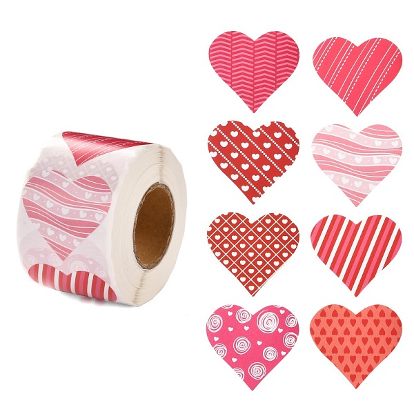 

PandaHall Valentine's Day Theme Paper Gift Tag Stickers, 8 Style Heart Shape Adhesive Labels Roll Stickers, for Party, Decorative Presents...