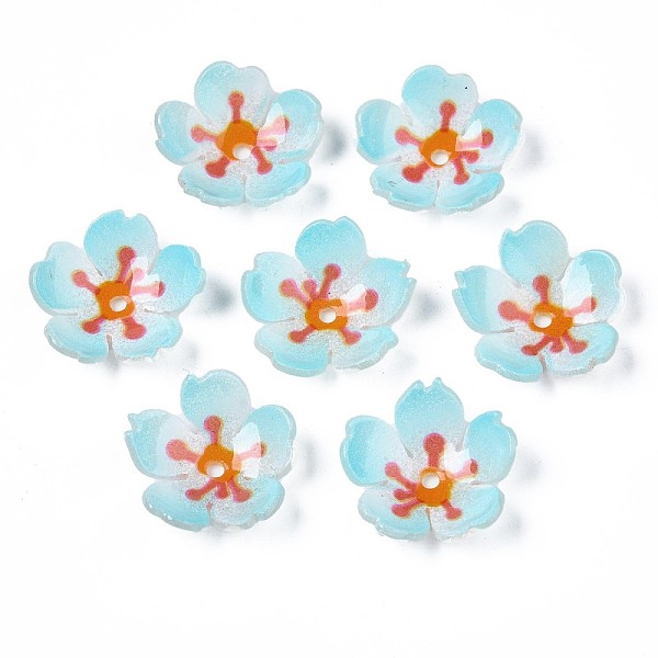 

PandaHall Plastic Beads, Flower, Light Sky Blue, 17~17.5x18x4.5mm, Hole: 1.6mm Plastic Flower