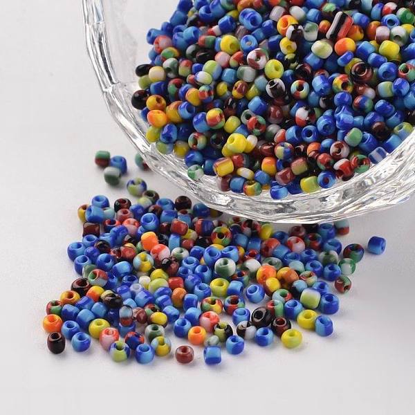 

PandaHall 12/0 Opaque Colours Seep Glass Beads, Round Seed Bead, Mixed Color, 1.5~2x2mm, Hole: 0.5mm, about 2500pcs/50g Glass Multicolor
