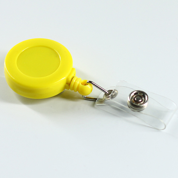 

PandaHall ABS Plastic Badge Reel, Retractable Badge Holder, with Platinum Iron Bobby Clip, Flat Round, Yellow, 86x32x16mm Plastic Yellow