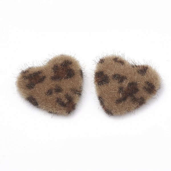 

PandaHall Faux Mink Fur Covered Cabochons, with Aluminum Bottom, Heart, Platinum, Sienna, 25x26x6~7mm Fibre Heart Brown