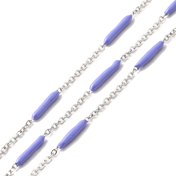 

PandaHall Enamel Column Link Chains, with 304 Stainless Steel Cable Chains, Unwelded, with Spool, Cornflower Blue, 14~17x2~3mm and...