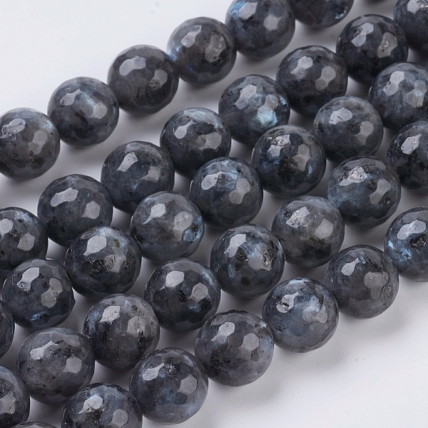 

PandaHall Natural Larvikite Beads Strands, Faceted, Round, Gray, 10mm, Hole: 1mm, about 38pcs/strand, 15.75 inch Larvikite Round Gray