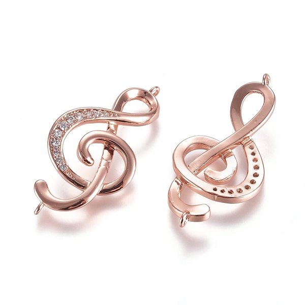 

PandaHall Brass Micro Pave Cubic Zirconia Links connectors, Treble Clef, Clear, Rose Gold, 32x16x3mm, Hole: 1.2mm Brass+Cubic Zirconia...