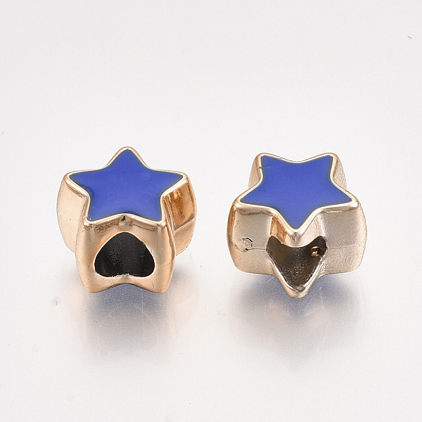 

PandaHall UV Plating Acrylic European Beads, with Enamel, Large Hole Beads, Star, Light Gold, Blue, 10.5x11.5x9mm, Hole: 4.5mm Acrylic Star...