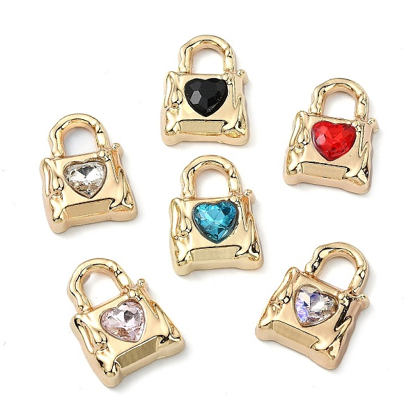 

PandaHall Golden Rack Plating Alloy Rhinestone Pendants, Nickel Free, Lock & Heart Charm, Mixed Color, 19x13x5mm, Hole: 5x4.5mm..., Multicolor