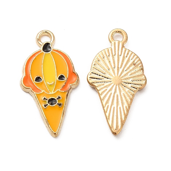 

PandaHall Alloy Enamel Pendants, Pumpkin Ice Cream Cone with Skull Pattern Charms, Halloween, Golden, 20x10.5x1.5mm, Hole: 1.2mm..., Orange